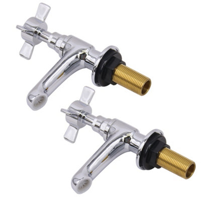 SunDaze Traditional Bathroom Twin Hot & Cold Basin Sink Taps Cross Handle - 3