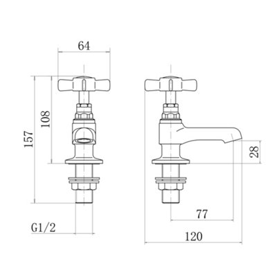 SunDaze Traditional Bathroom Twin Hot & Cold Basin Sink Taps Cross Handle - 4