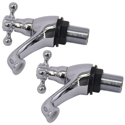 SunDaze Traditional Chrome Hot & Cold Bath Tap Twin Bathroom Sink Cross Handle - 3