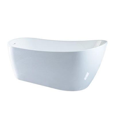 SunDaze Traditional Curved 1665 x 720mm Gloss White Acrylic Shower Bath