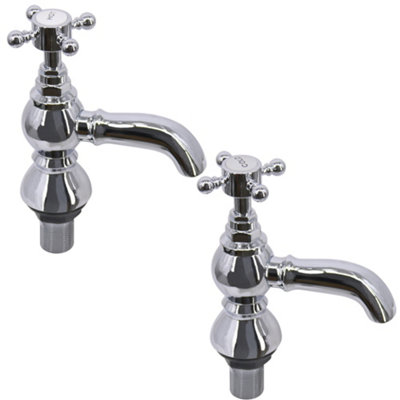SunDaze Traditional Hot & Cold Bath Tap Vintage Bathroom Sink Faucet Chrome - 3