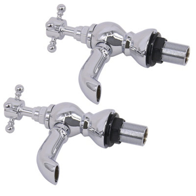 SunDaze Traditional Hot & Cold Bath Tap Vintage Bathroom Sink Faucet Chrome - 4