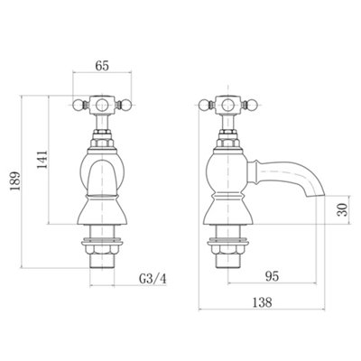 SunDaze Traditional Hot & Cold Bath Tap Vintage Bathroom Sink Faucet Chrome - 5