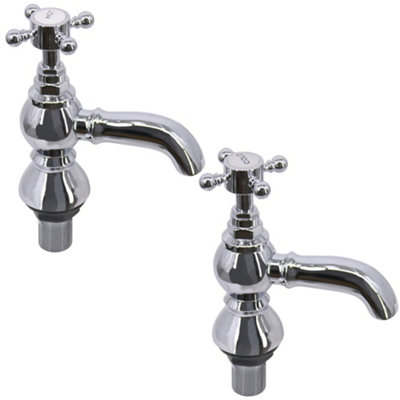 SunDaze Traditional Twin Hot and Cold Basin Sink Taps Bathroom Cross Handle - 3