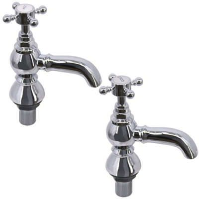 SunDaze Traditional Twin Hot and Cold Basin Sink Taps Bathroom Cross Handle