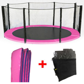 SunDaze Trampoline Pads Replacement Safety Spring Cover Padding Pink and Safety Net Enclosure Surround Set 12FT (366cm)