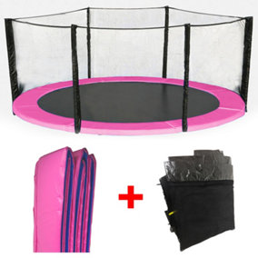 SunDaze Trampoline Pads Replacement Safety Spring Cover Padding Pink and Safety Net Enclosure Surround Set 6FT (183cm)