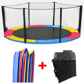 SunDaze Trampoline Pads Replacement Safety Spring Cover Padding Tri-Colour and Safety Net Enclosure Surround Set 6FT (183cm)