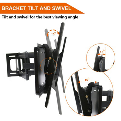 SunDaze TV Wall Mount Swivel & Tilt Bracket for 32"-70" TV LCD LED Plasma Flat Curved Screens - 4