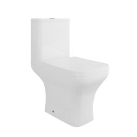 SunDaze White Curved Close Coupled Toilet with Soft Close Seat Modern Bathroom WC