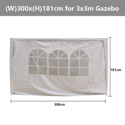 SunDaze White Side Panel with Window for 3x3M Pop Up Gazebo Tent 1 Piece