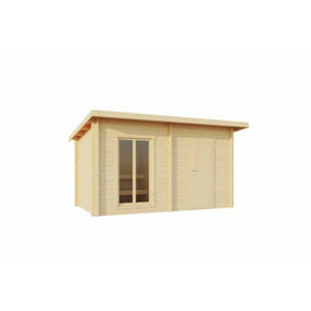 Sundborn-Log Cabin, Wooden Garden Room, Timber Summerhouse, Home Office - L440 x W298.3 x H233.7 cm
