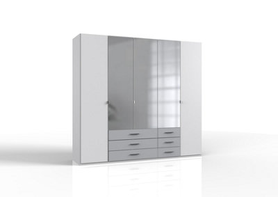 SUNDON 5 door 6 Drawer White And Grey wardrobe