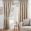 Sundour Aviary Light Filtering Fully Lined Ready Made Curtain Pair Pencil Pleat Curtains Beige 90x90"