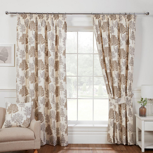 Sundour Coppice Light Filtering Pencil Pleat Curtains Beige 46x90 Fully Lined Ready Made Curtain Pair Diy At B Q