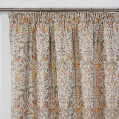 Sundour Kyoto Fully Lined Pencil Pleat Curtains Natural 66x90" Ready Made Curtain Pair