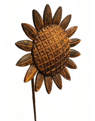 Sunflower 4Ft Plant Pin (Pack of 3) - Steel - W160 x H121.9 cm - Bare Metal/Ready to Rust