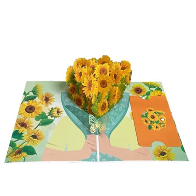 Sunflower Bouquet in Hand 3D Pop Up Greeting Card - Mother's Day ...