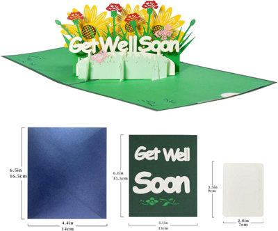Sunflower & Carnation Garden 3D Pop Up Get Well Soon Card
