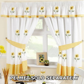 Sunflower Embroidered Kitchen Curtains