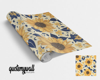 Sunflower Floral Flowers Self Adhesive Vinyl Wrap For Furniture ...