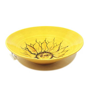 Sunflower Hand Painted Ceramic Yellow Kitchen Dining Large Conical Bowl (Diam) 37cm