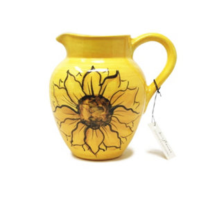 Sunflower Hand Painted Ceramic Yellow Kitchen Dining Large Pourer Jug (H) 21cm