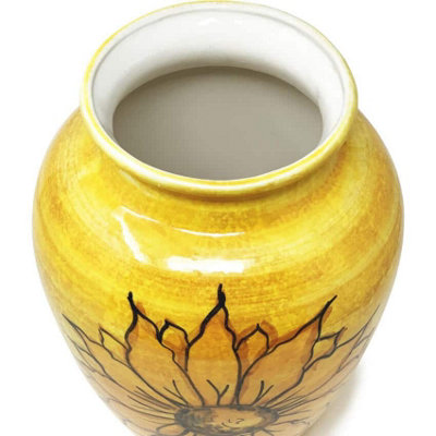 Sunflower Hand Painted Ceramic Yellow Kitchen Dining Large Vase (H) 28cm