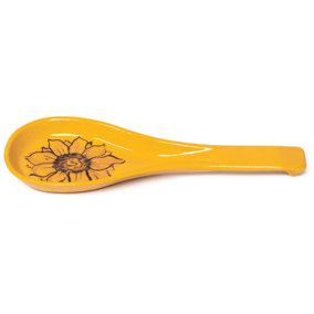 Sunflower Hand Painted Ceramic Yellow Kitchen Dining Table Countertop Utensil Spoon Rest