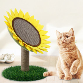 Sunflower Shaped Sisal Cat Scratching Post Kitten Pet Toy