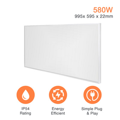 SUNHEAT Mirrorstone 0.58KW - Wall mounted Far Infrared Panel Heater -  Energy Efficient | DIY at Bu0026Q