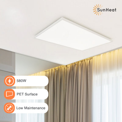 SUNHEAT Mirrorstone 0.58KW - Wall mounted Far Infrared Panel Heater - Energy Efficient