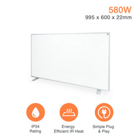SUNHEAT Mirrorstone 580W - Floor Standing or Wall mounted Far Infrared Panel Heater