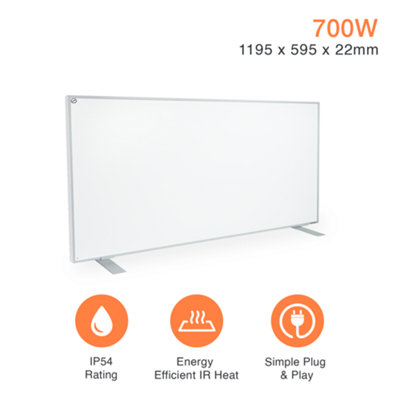 SUNHEAT Mirrorstone 700W - Floor Standing or Wall mounted Far Infrared Panel Heater