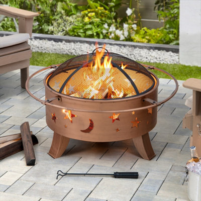 SUNJOY 83cm Outdoor Patio Fire Pit, Wood Burning Fire Pit Includes