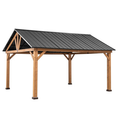 Sunjoy FSC Cedar Wood Gazebo REBRA - 465cm x 404cm, Anthracite