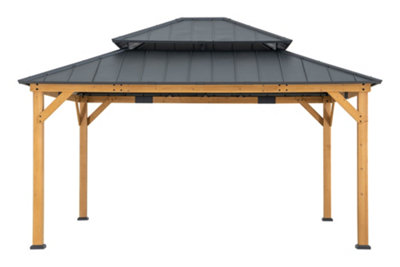 Sunjoy FSC Cedar Wood Gazebo RIMO - 390cm x 450cm, Anthracite