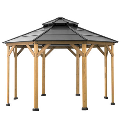 SUNJOY Outdoor Cedar Wood Gazebo EGGI - 395cm x 395cm, Anthracite
