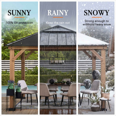 SUNJOY Outdoor Cedar Wood Gazebo PIRIN - 336cm x 336cm, Anthracite