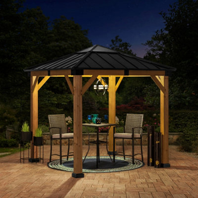 SUNJOY Outdoor Cedar Wood Gazebo RAPI - 273cm x 273cm, Anthracite