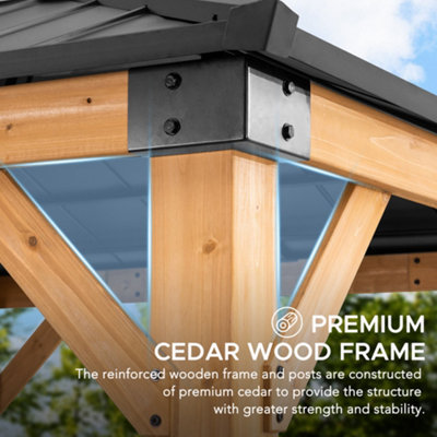 SUNJOY Outdoor Cedar Wood Gazebo RAPI - 273cm x 273cm, Anthracite
