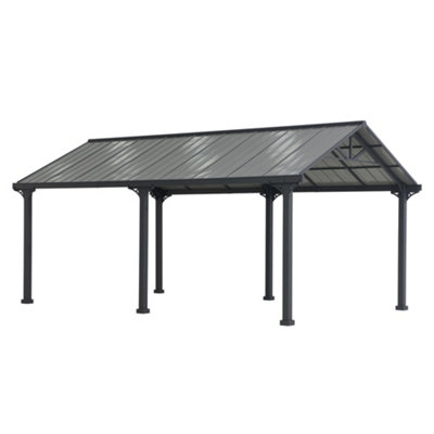 SUNJOY Outdoor Steel Carport EIGER - 367cm x 610cm, Black