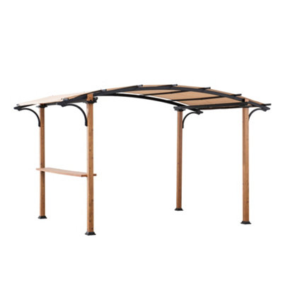 Sunjoy Pergola SKUTA - 406cm x 259cm  Steel  Natural Wood Looking Finish