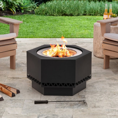 Sunjoy Smokeless Wood-Burning Fire Pit with Fire Poker - Garden