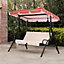 Sunjoy Tan and Red Striped Covered 2-Seat Swing with Tilt Canopy