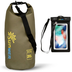SUNMER 20L Dry Bag With Waterproof Phone Case - Army Green