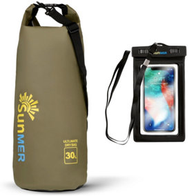 SUNMER 30L Dry Bag With Waterproof Phone Case - Army Green