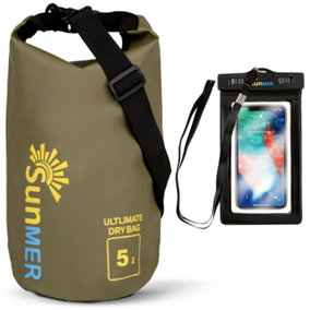 SUNMER 5L Dry Bag With Waterproof Phone Case - Army Green