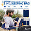 SUNMER Double Sleeping Bag - Slip into 2 Single - 4 Season 300 gsm - Navy