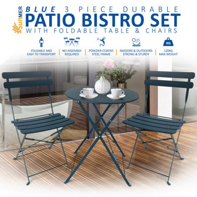 SUNMER Garden Bistro Table & Chairs Set - Blue